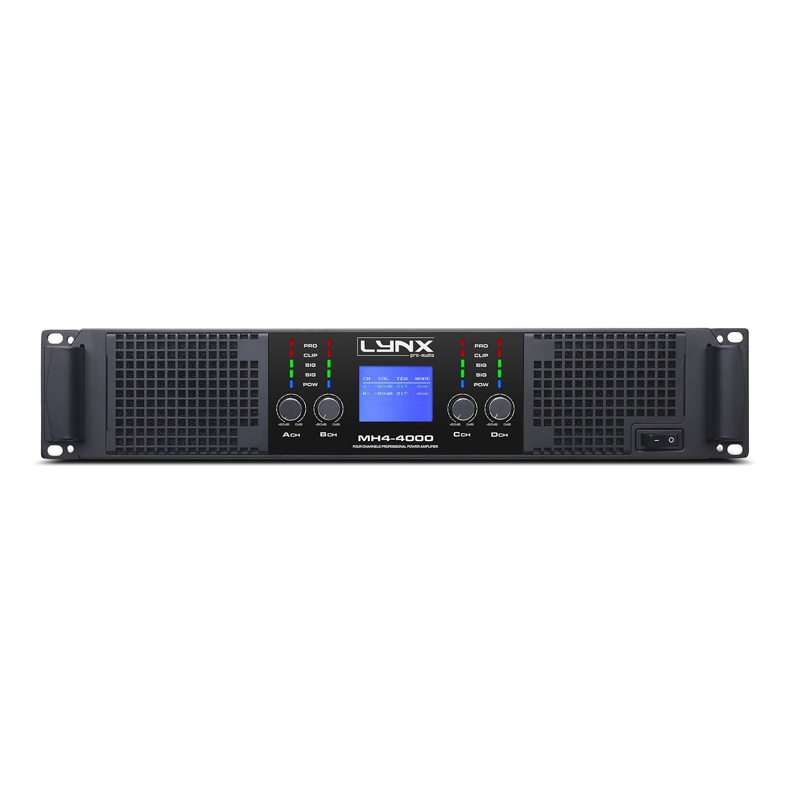 Lynx Pro-Audio 4 Channel Power Amplifier 4x 1000W MH4-4000 - Back Panel and Connections
