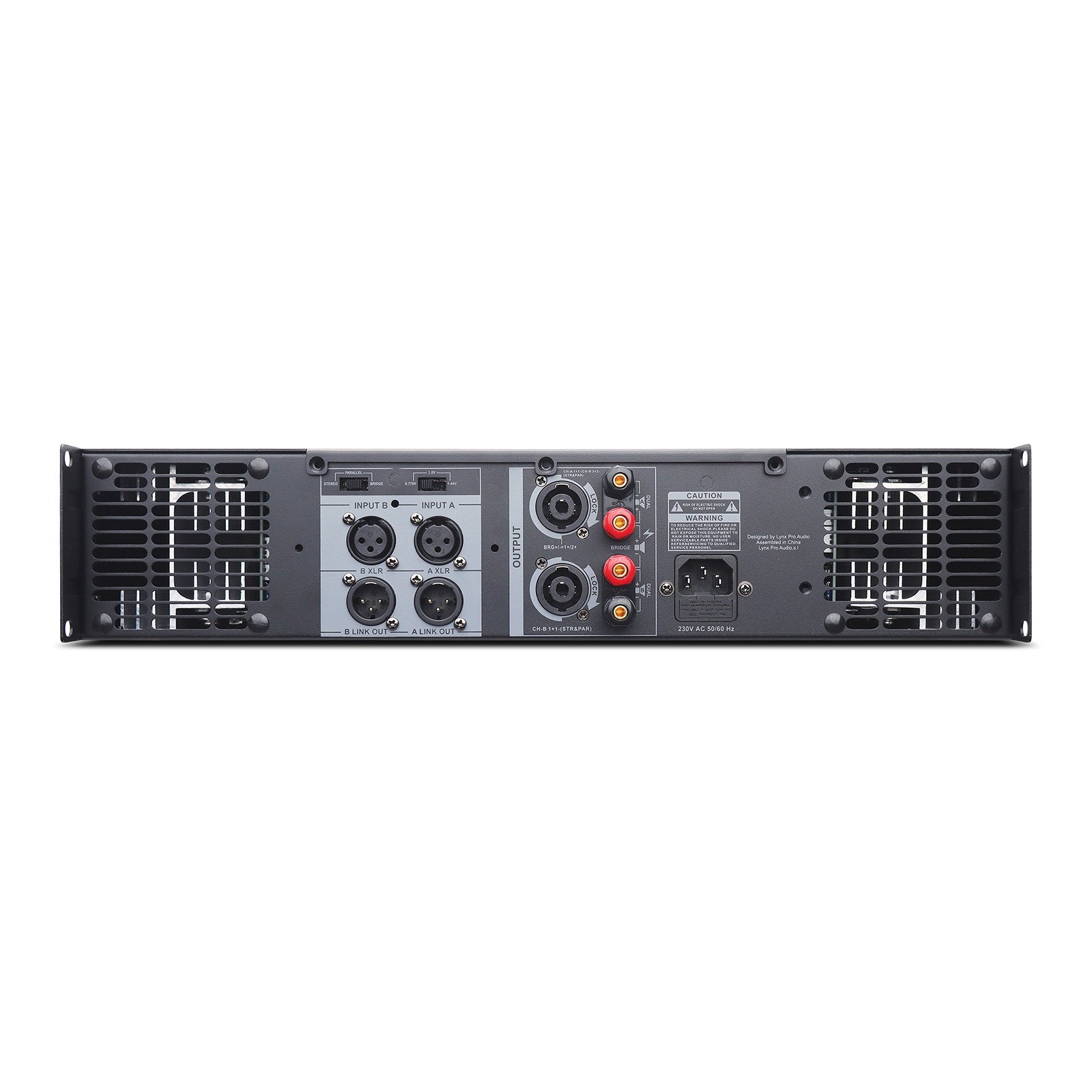 Lynx Pro-Audio 2 Channel Power Amplifier 2x 750W MH2-1500 - Back Panel and Connections
