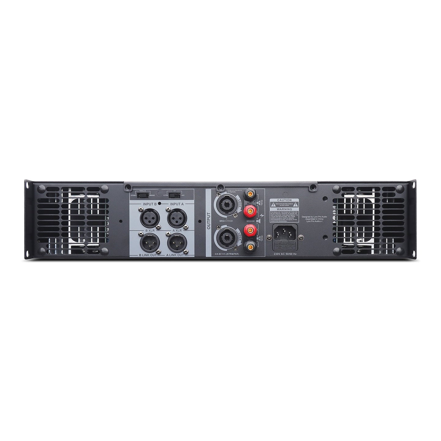 Lynx Pro-Audio 2 Channel Power Amplifier 2x 750W MH2-1500 - Back Panel and Connections