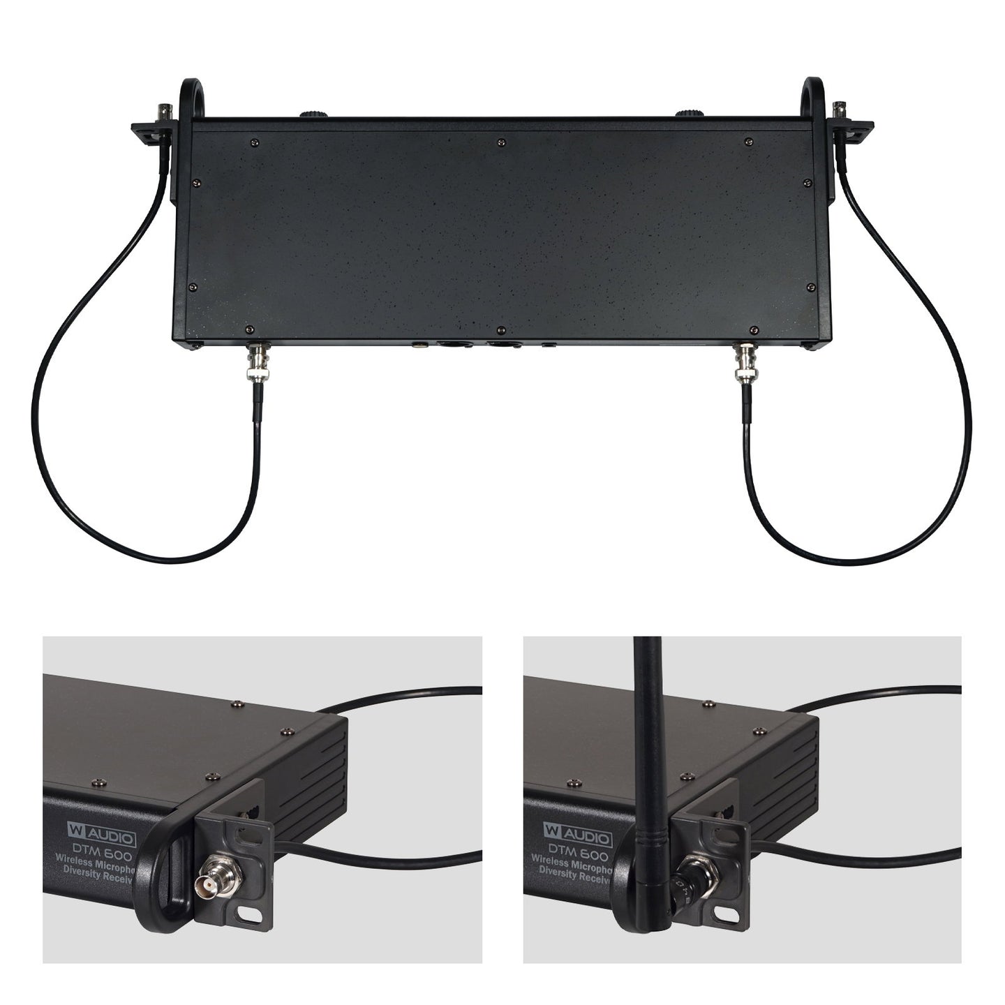 W Audio DTM 600 Twin Beltpack Diversity System (606.0Mhz-614.0Mhz) V2 Software - Back Panel and Connections