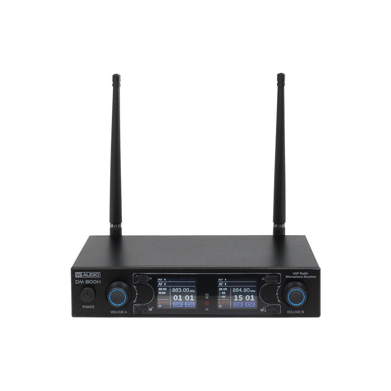 W Audio DM 800H Twin Handheld UHF System (863.0Mhz-865.0Mhz) - Back Panel and Connections
