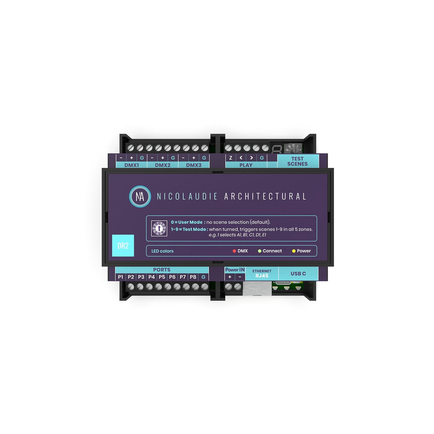Nicolaudie Architectural DINA-DR2 DIN Rail Lighting Controller - Alternate View 1