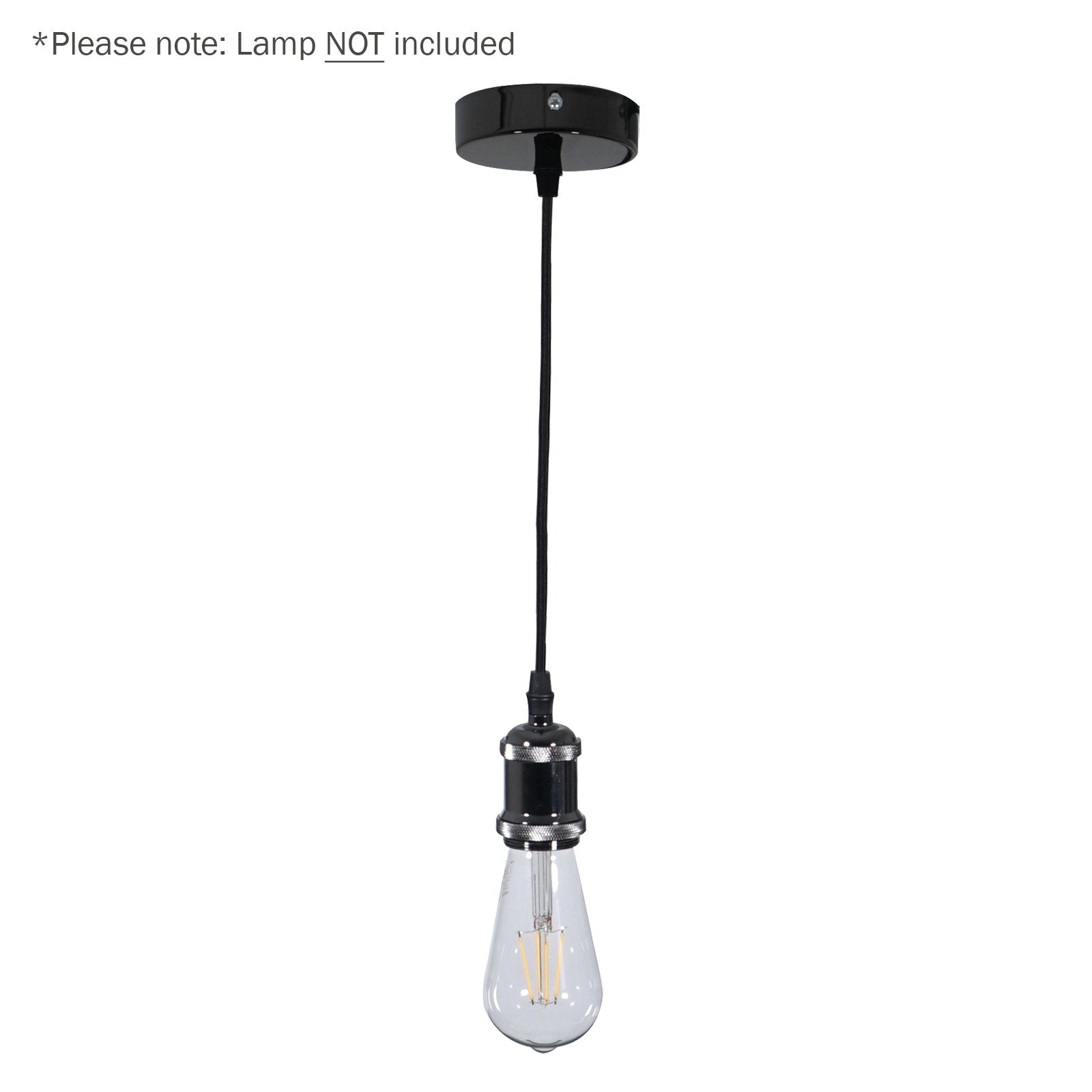 Prolite E27 Pendant Kit - Black Chrome with Black Fabric Cord - Main View