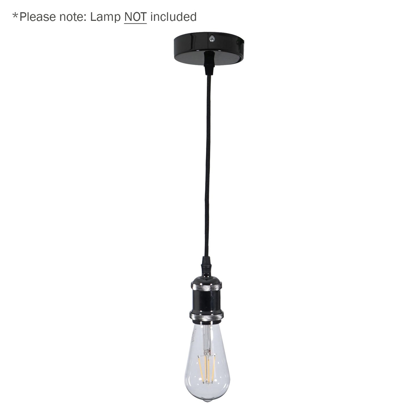 Prolite E27 Pendant Kit - Black Chrome with Black Fabric Cord - Main View