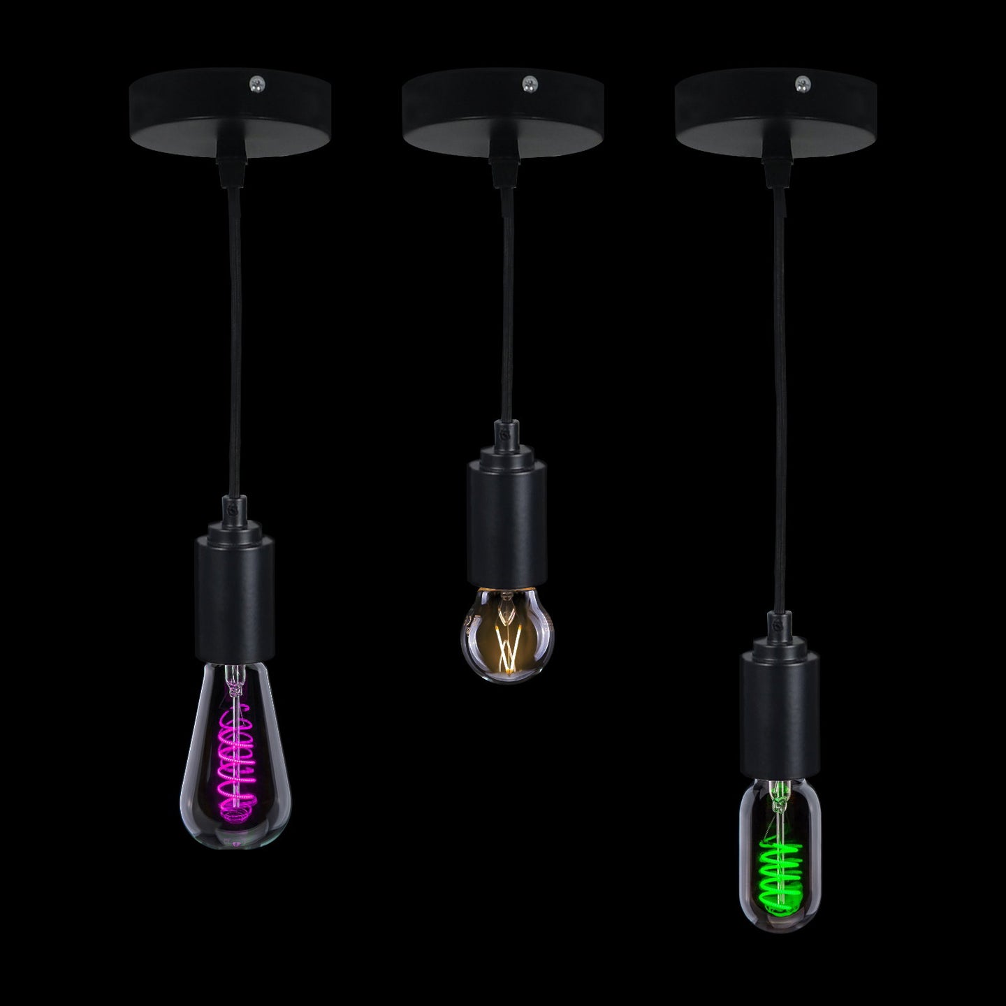 Prolite E27 Pendant Kit - Black Matt with Black Fabric Cord - Alternate View 3