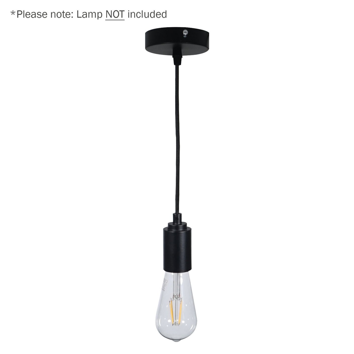 Prolite E27 Pendant Kit - Black Matt with Black Fabric Cord - Alternate View 1