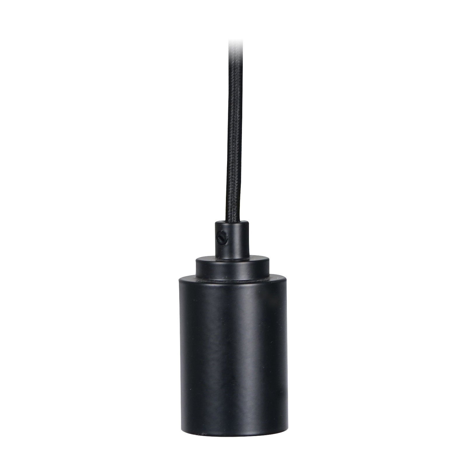 Prolite E27 Pendant Kit - Black Matt with Black Fabric Cord - Back Panel and Connections