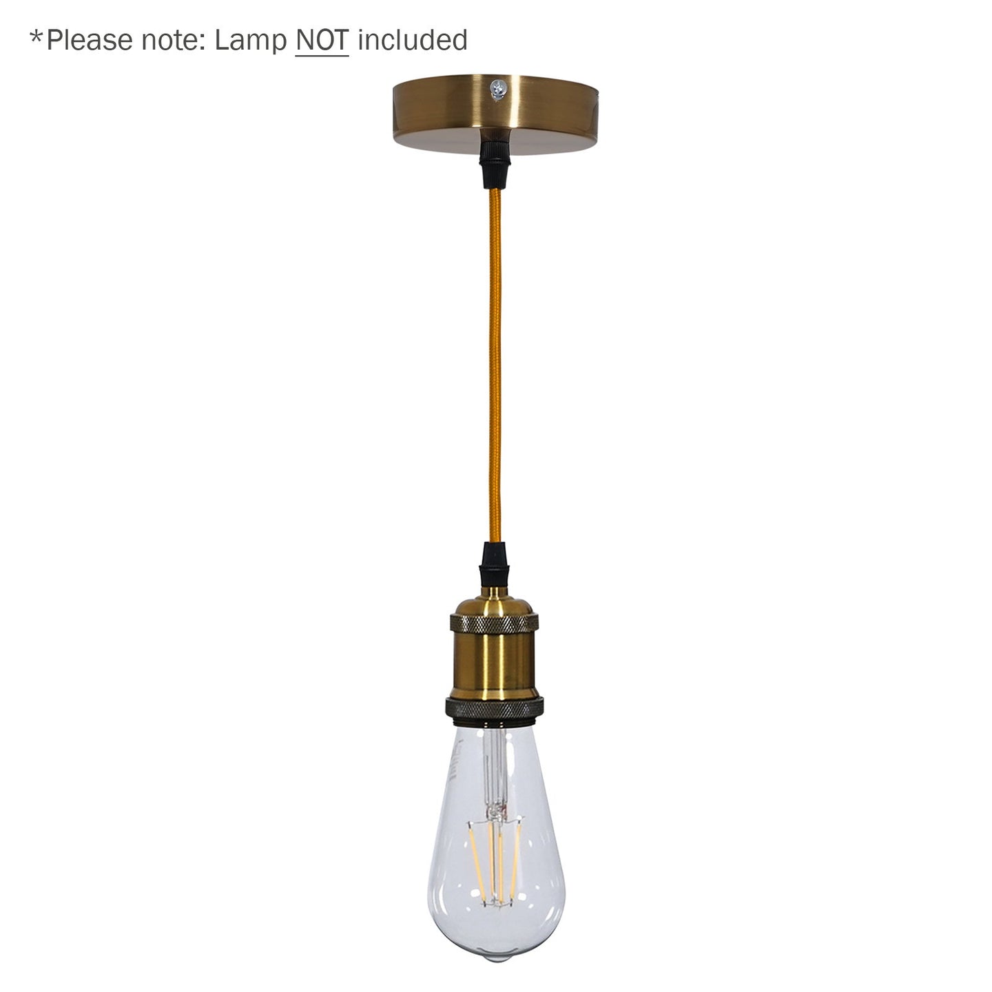 Prolite E27 Pendant Kit - Antique Gold with Gold Fabric Cord - Alternate View 4