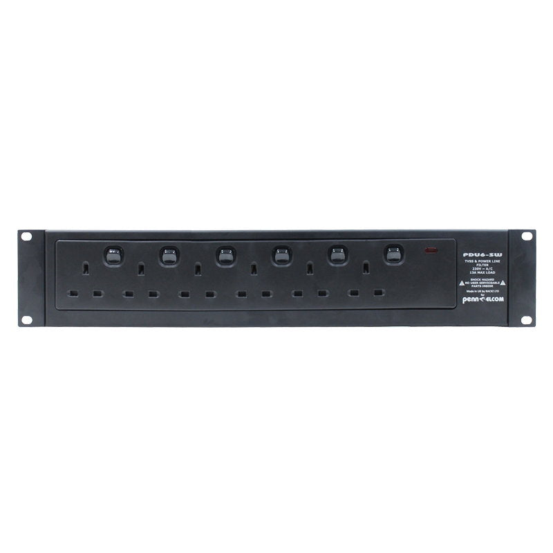 Penn Elcom 6 Way PDU with Individually Switchable Outlets (PDU6SW) - Back Panel and Connections