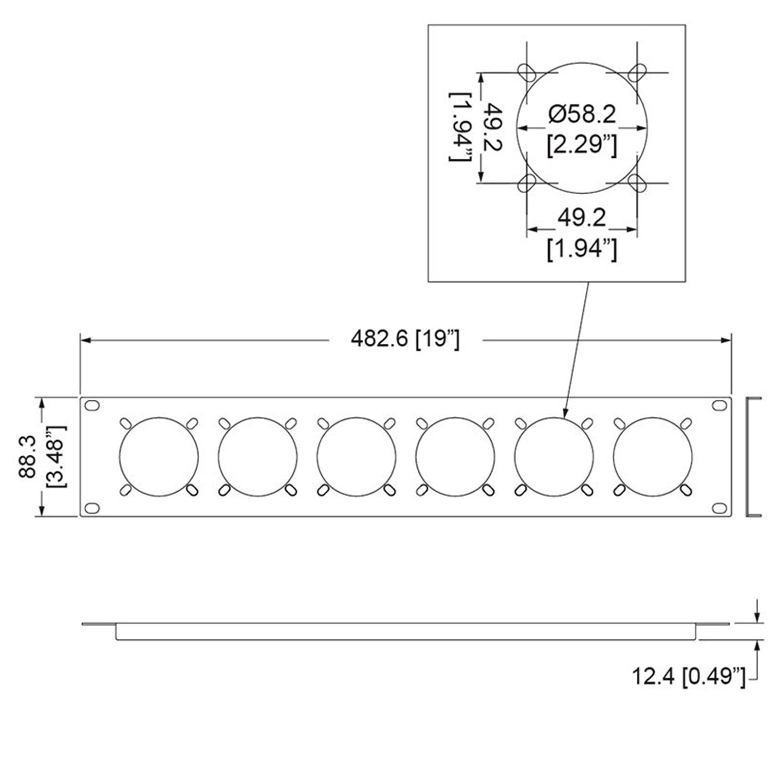 Penn Elcom 2U 19" Punched Rack Panel – 6 x 16A (R1268/2UK-721) - Alternate View 1