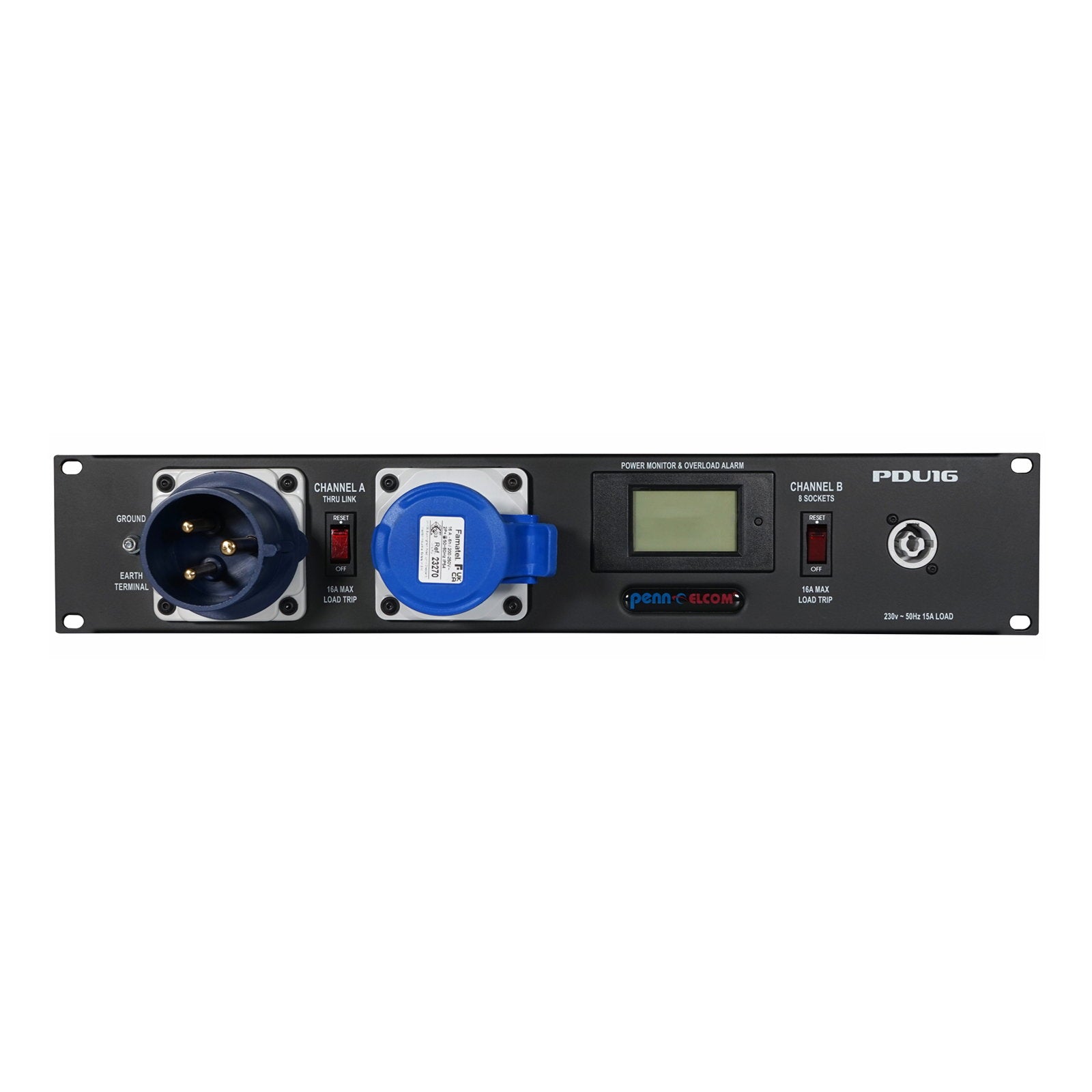 Penn Elcom 2U 32A Rackmount Power Distribution Unit (PDU16-32PC) - Back Panel and Connections