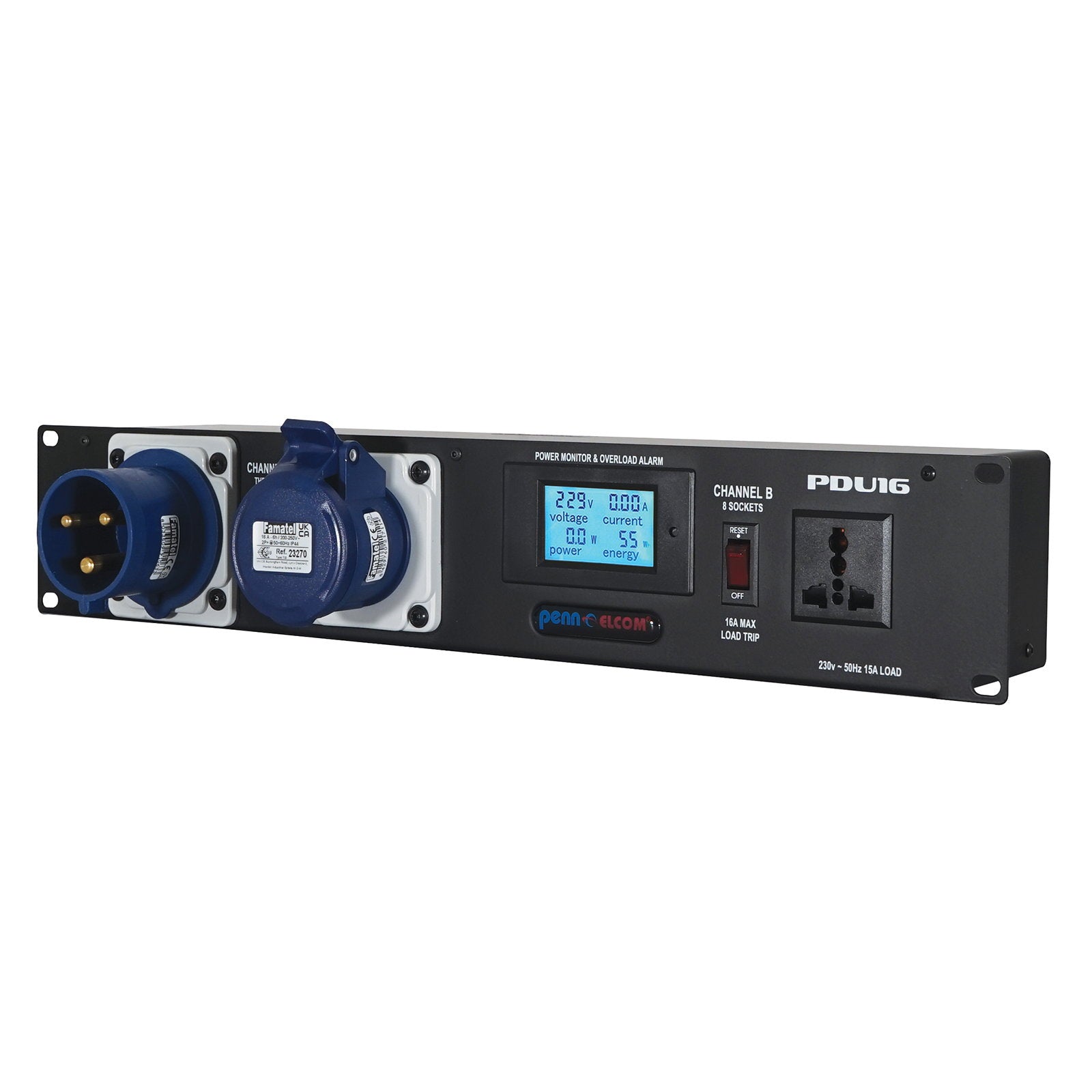 Penn Elcom 2U 32A Rackmount Power Distribution Unit (PDU16-UN32) - Back Panel and Connections