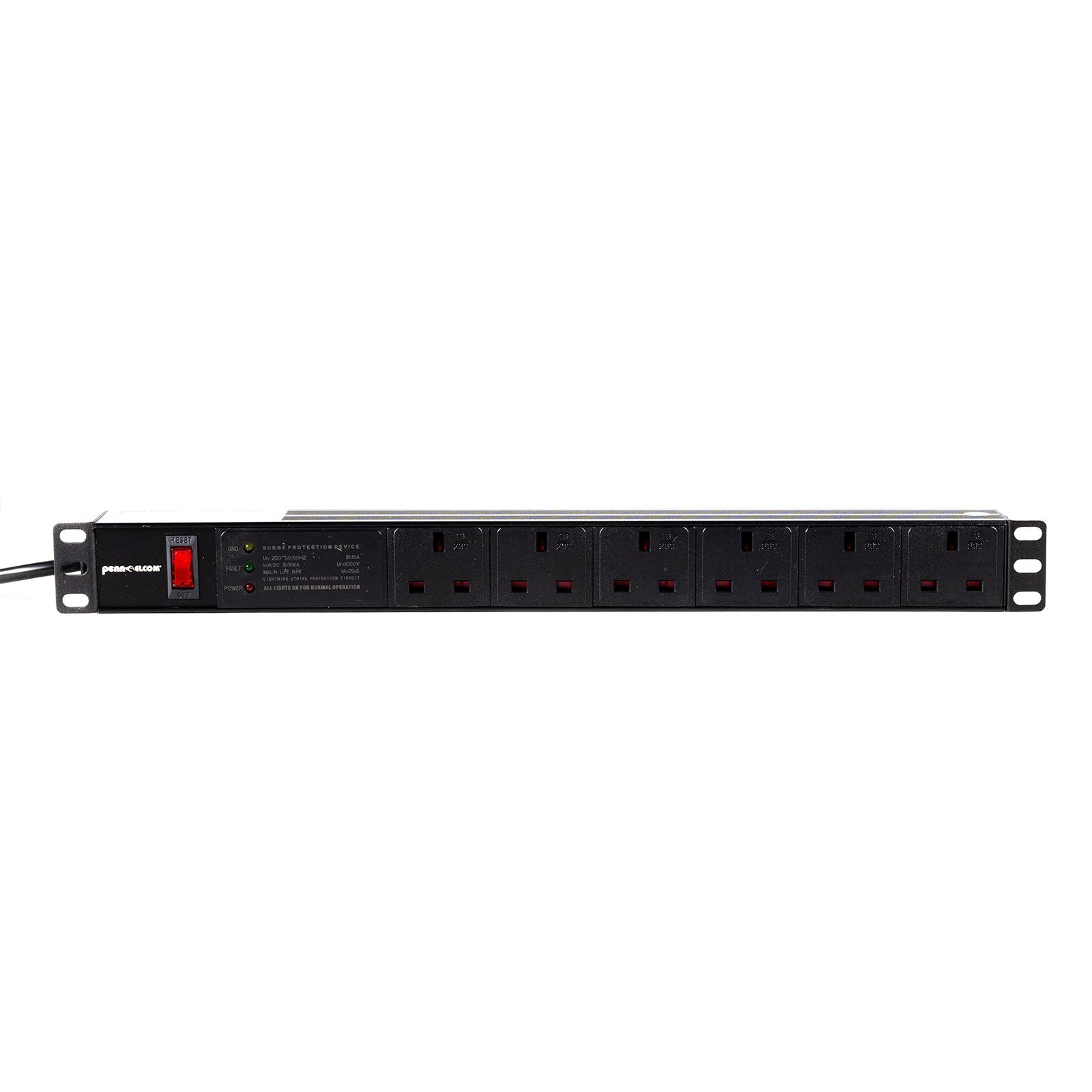 Penn Elcom 6-Way UK Plug Horizontal Rack Mount PDU (PDU6-UK) - Main View