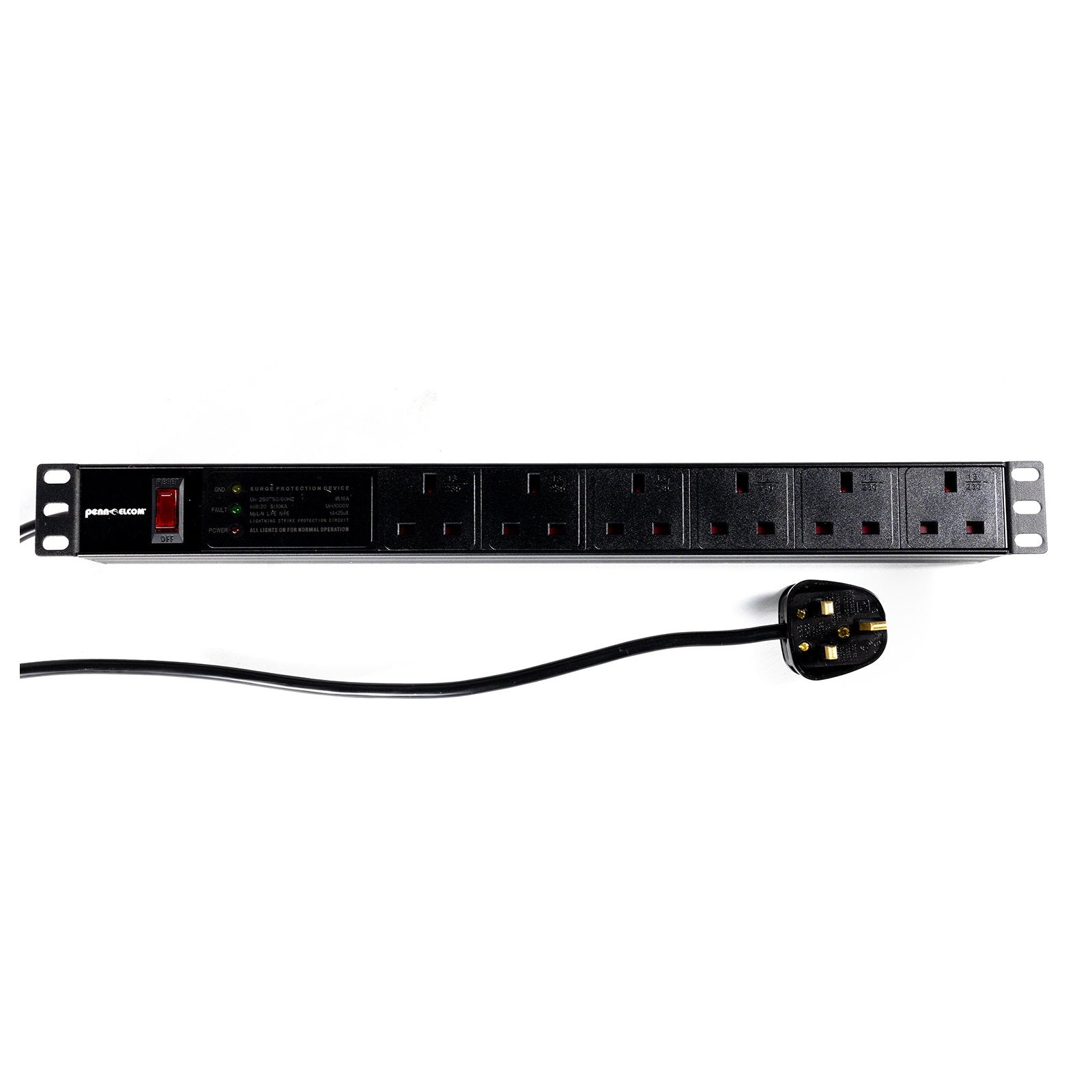 Penn Elcom 6-Way UK Plug Horizontal Rack Mount PDU (PDU6-UK) - Alternate View 1