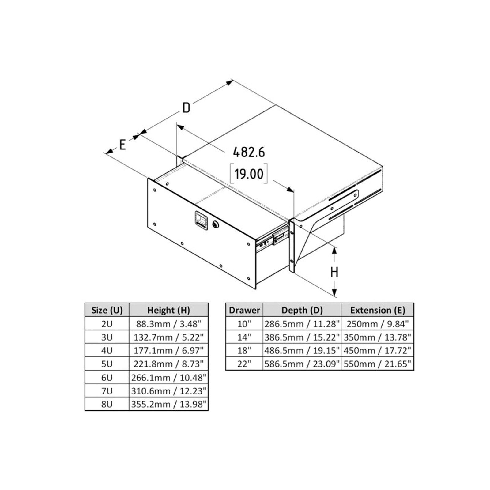 Penn Elcom 4U Touring Grade Rack Drawer (R2293-18-4UK) - Alternate View 1
