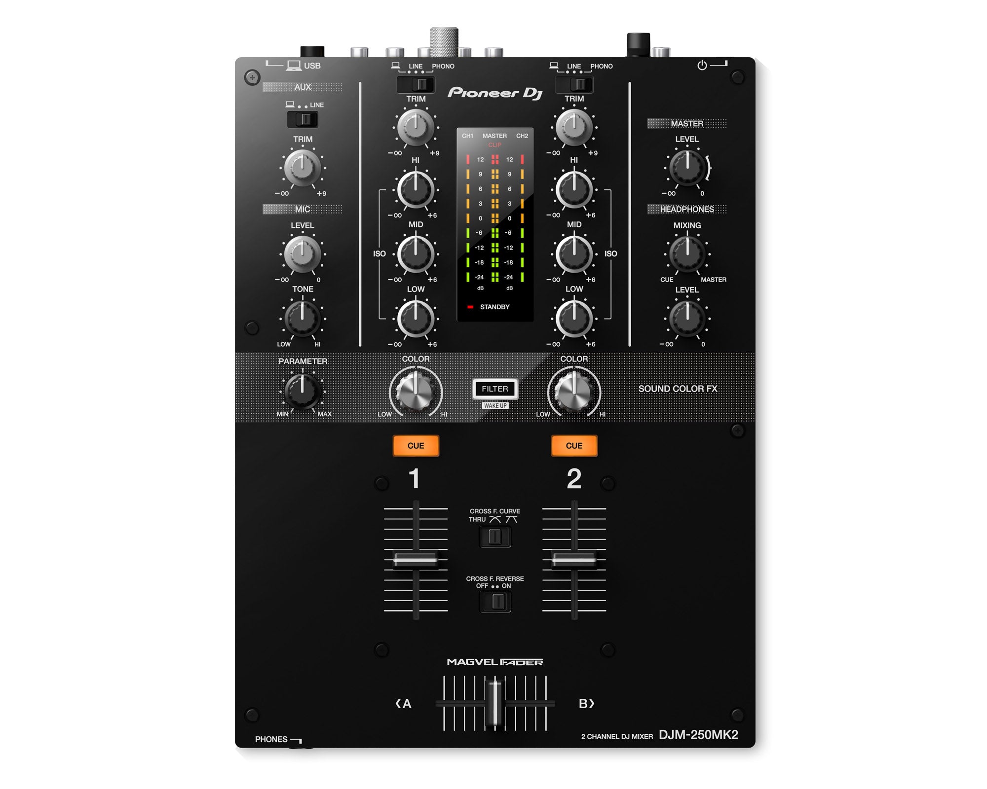 Pioneer DJ DJM-250MK2 2Ch DJ Mixer with USB and On-Board Effects BLACK - Main