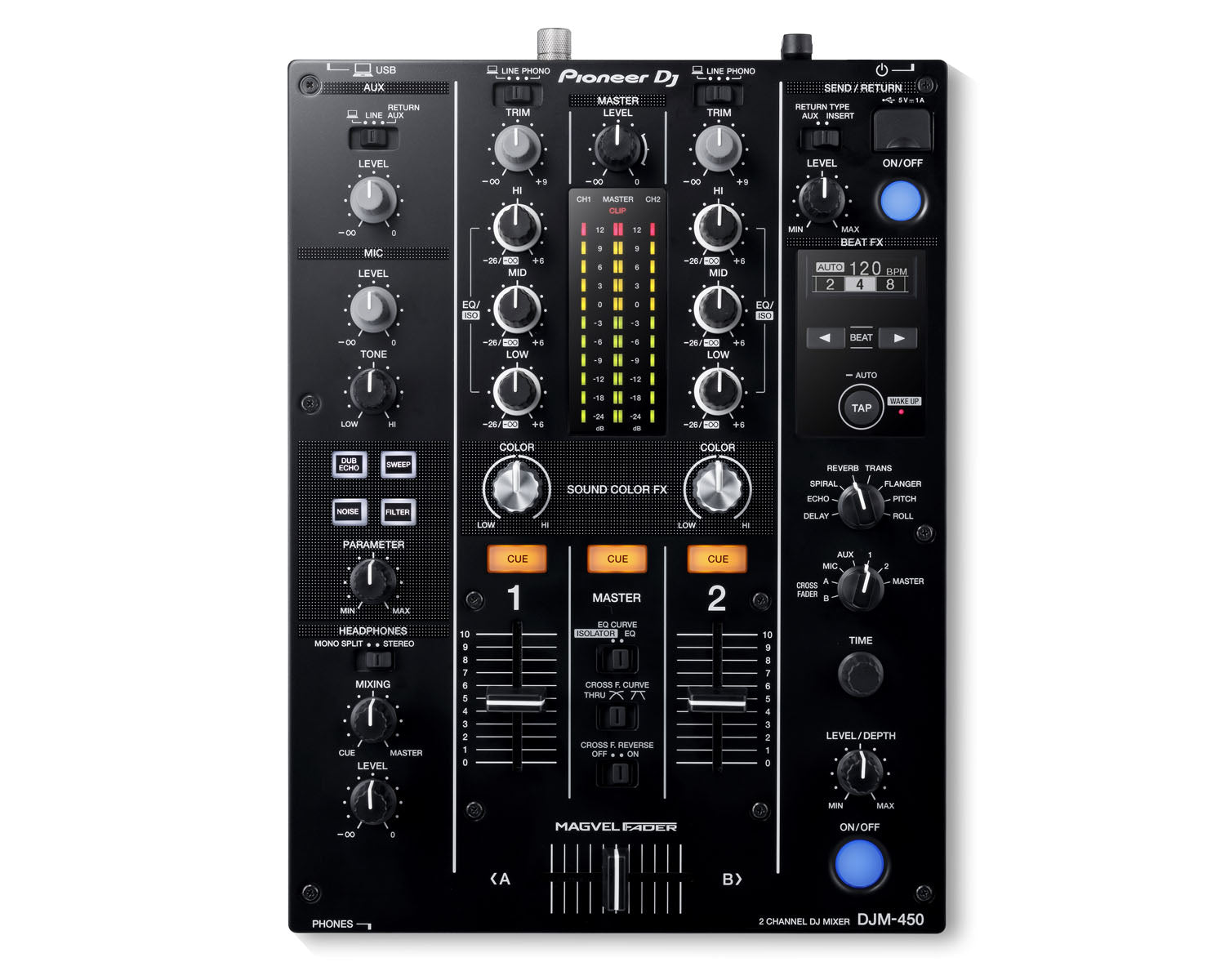Pioneer DJ DJM-450K 2Ch DJ Mixer with USB and On-Board Effects BLACK - Main