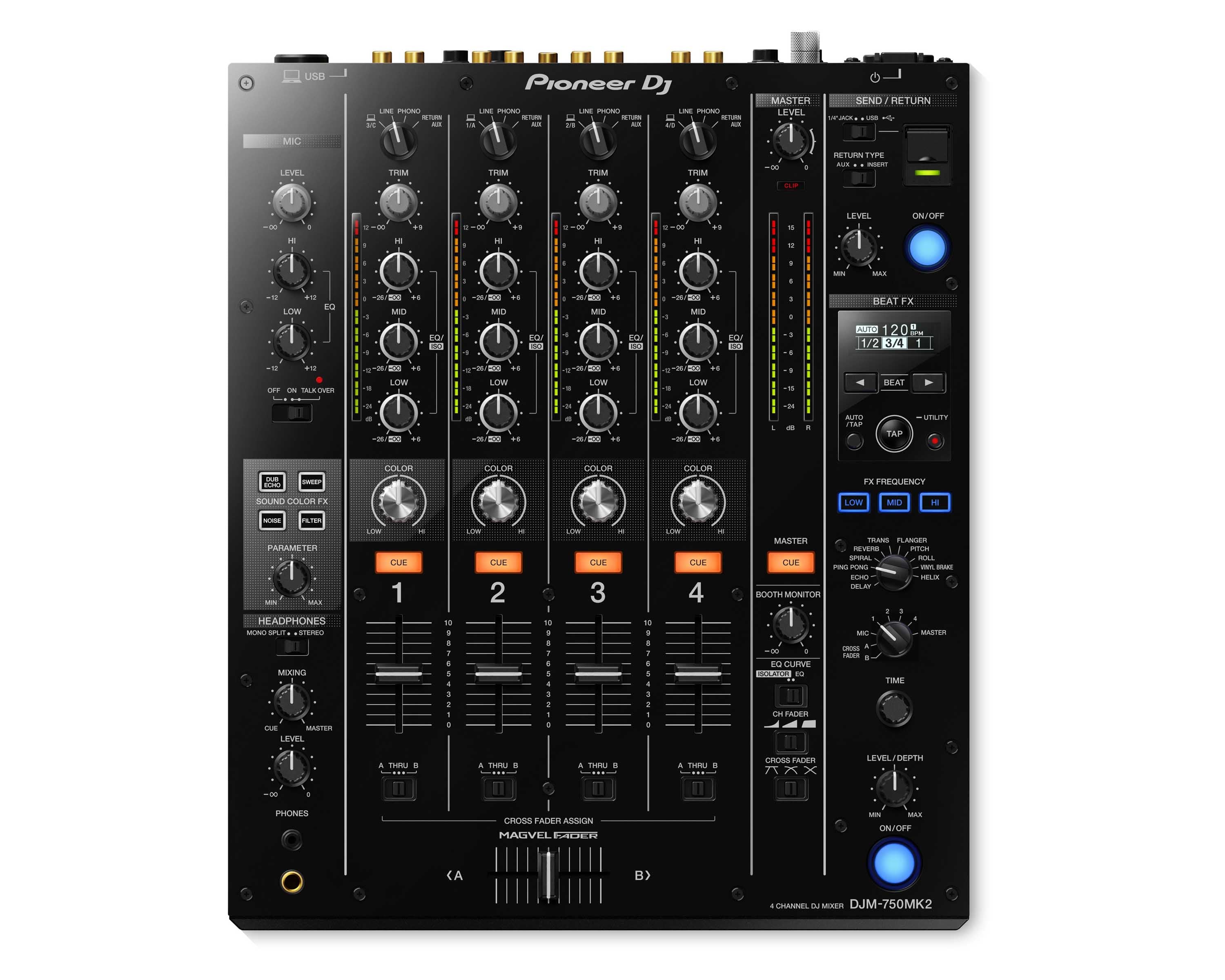 Pioneer DJ DJM-750MK2 4Ch 32-Bit Pro Mixer with rekordbox License BLACK - Main