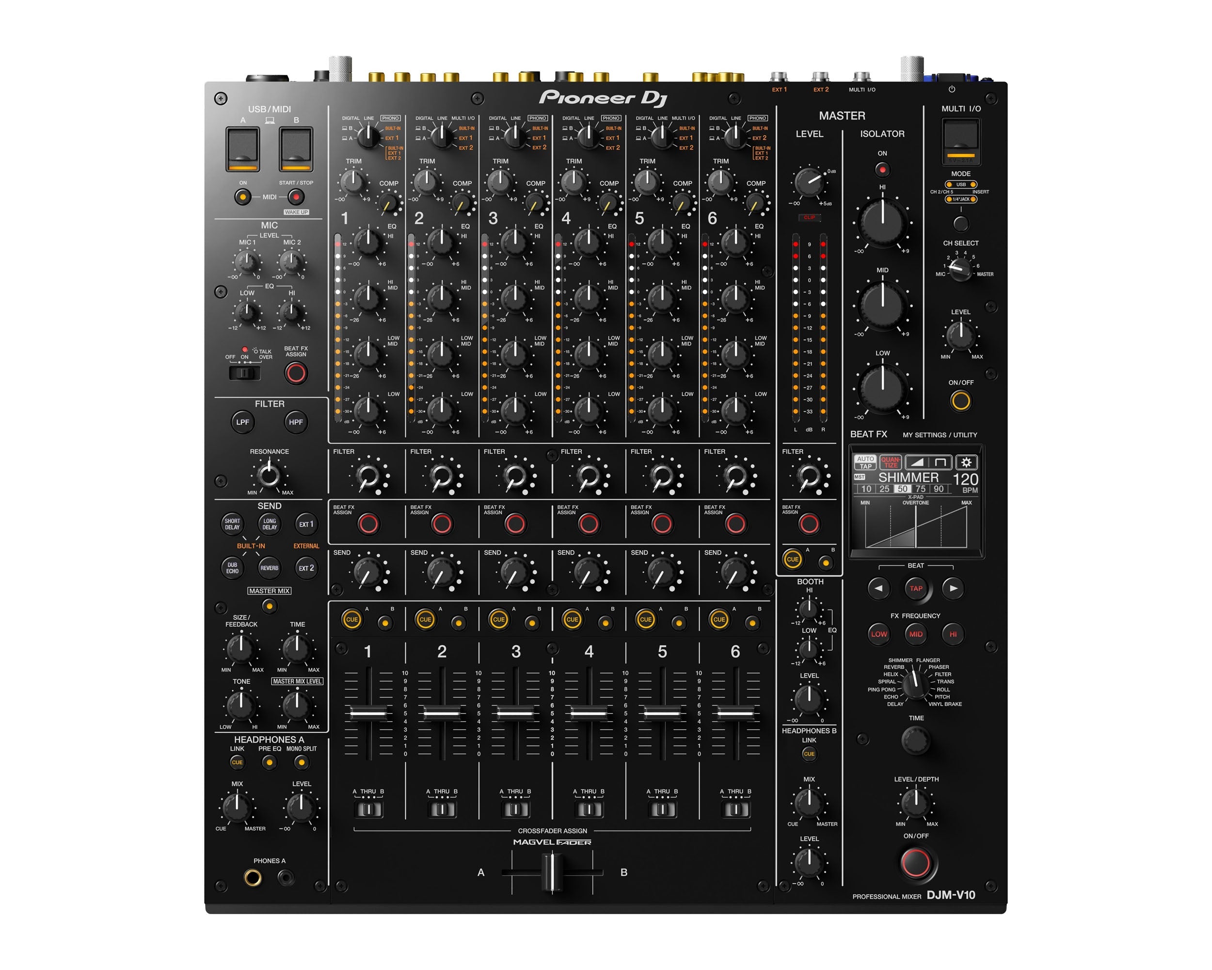 Pioneer DJ DJM-V10 6 Channel Pro DJ Mixer 96-Bit / 4-Band EQ - Main