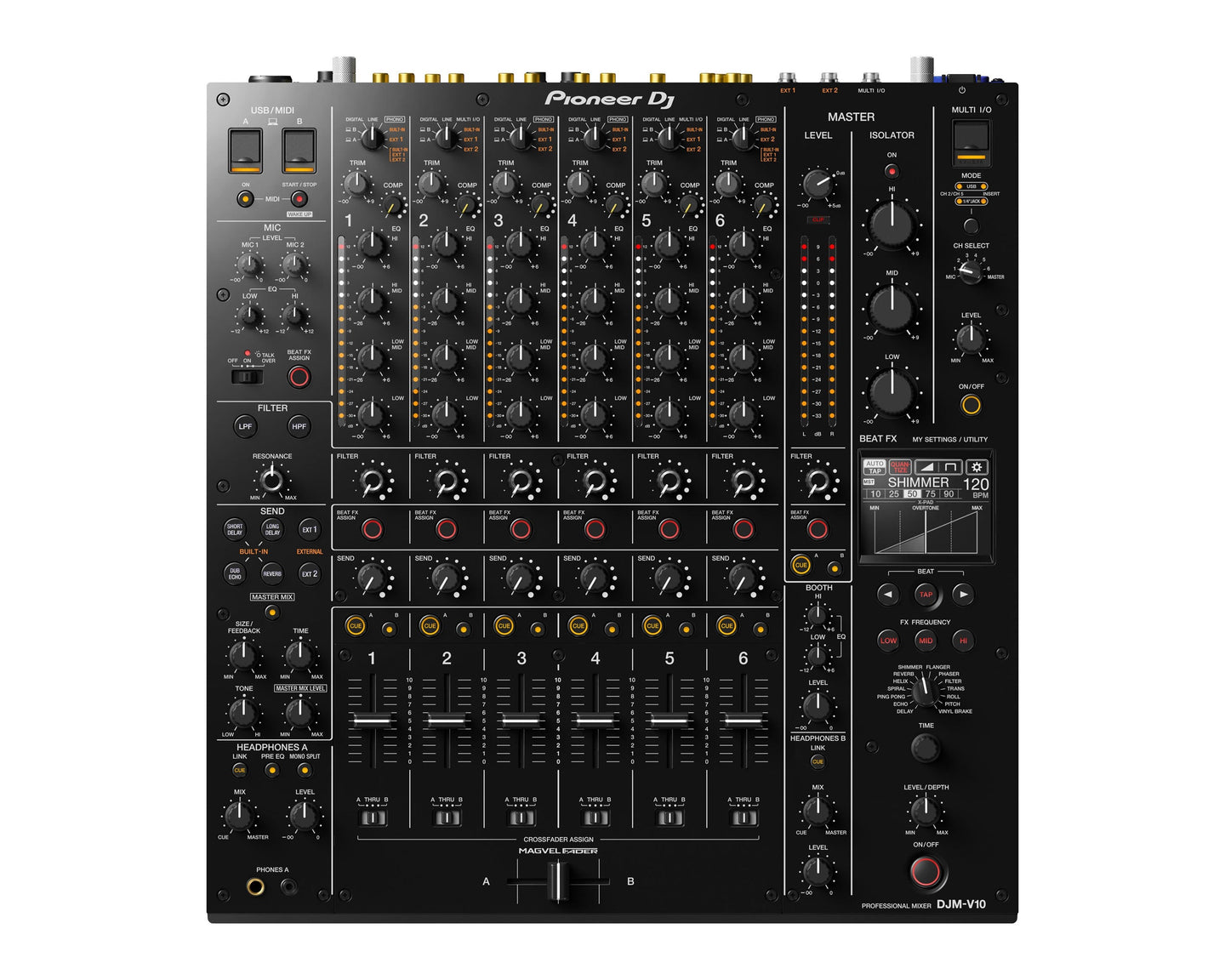 Pioneer DJ DJM-V10 6 Channel Pro DJ Mixer 96-Bit / 4-Band EQ - Main