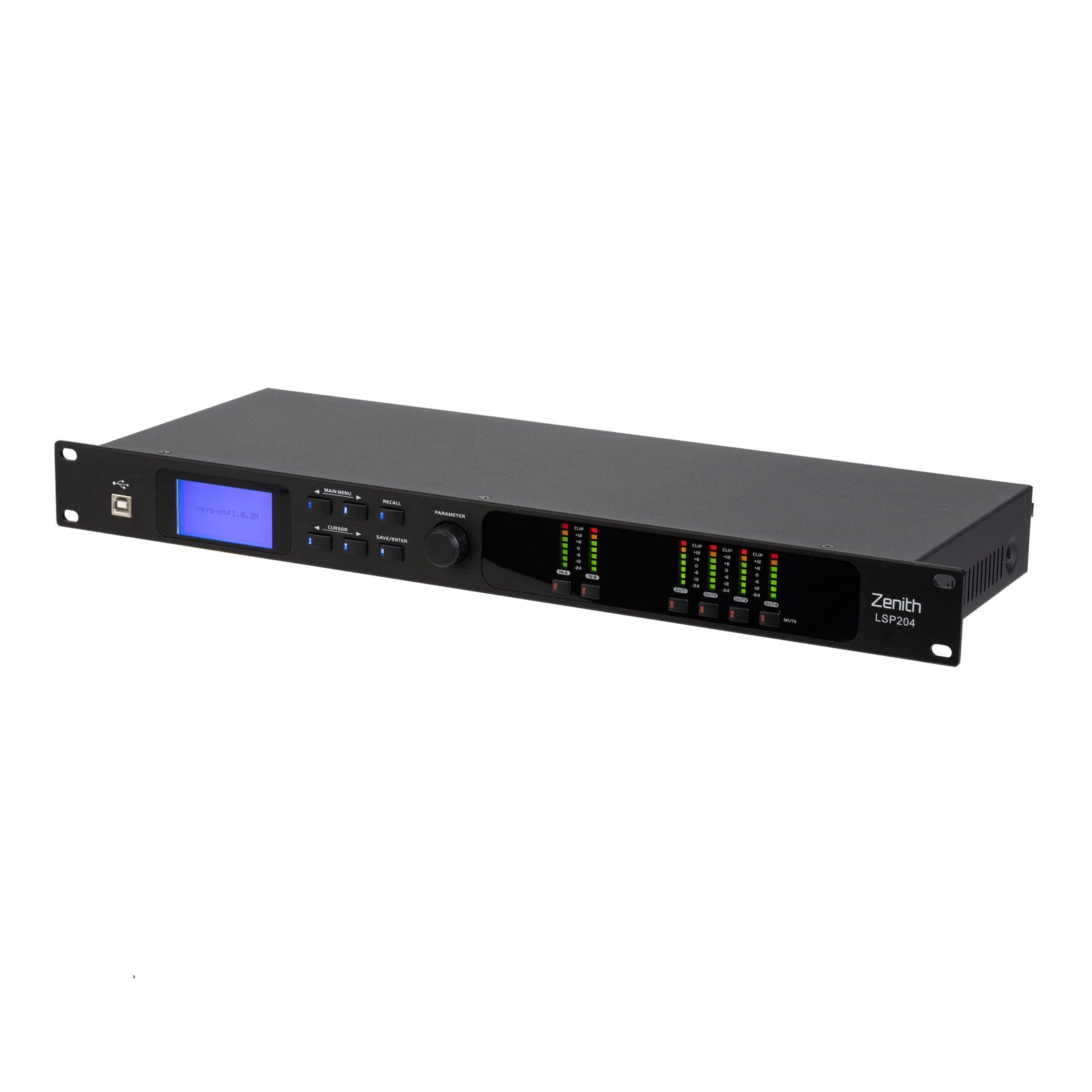 Zenith LSP204 MKII 2 in 4 out Loudspeaker Processor - Back Panel and Connections