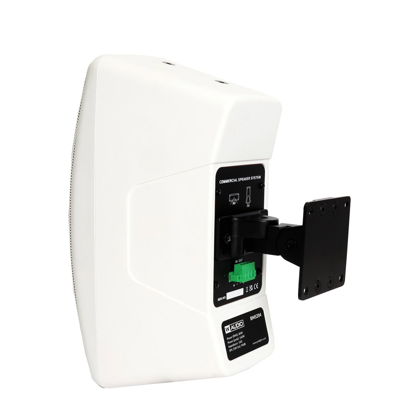 W Audio BMS204 Speaker White - Back Panel and Connections