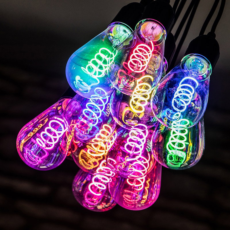Prolite 4W Dimmable LED ST64 Spiral Funky Filament Lamp BC Pink - Alternate View 1