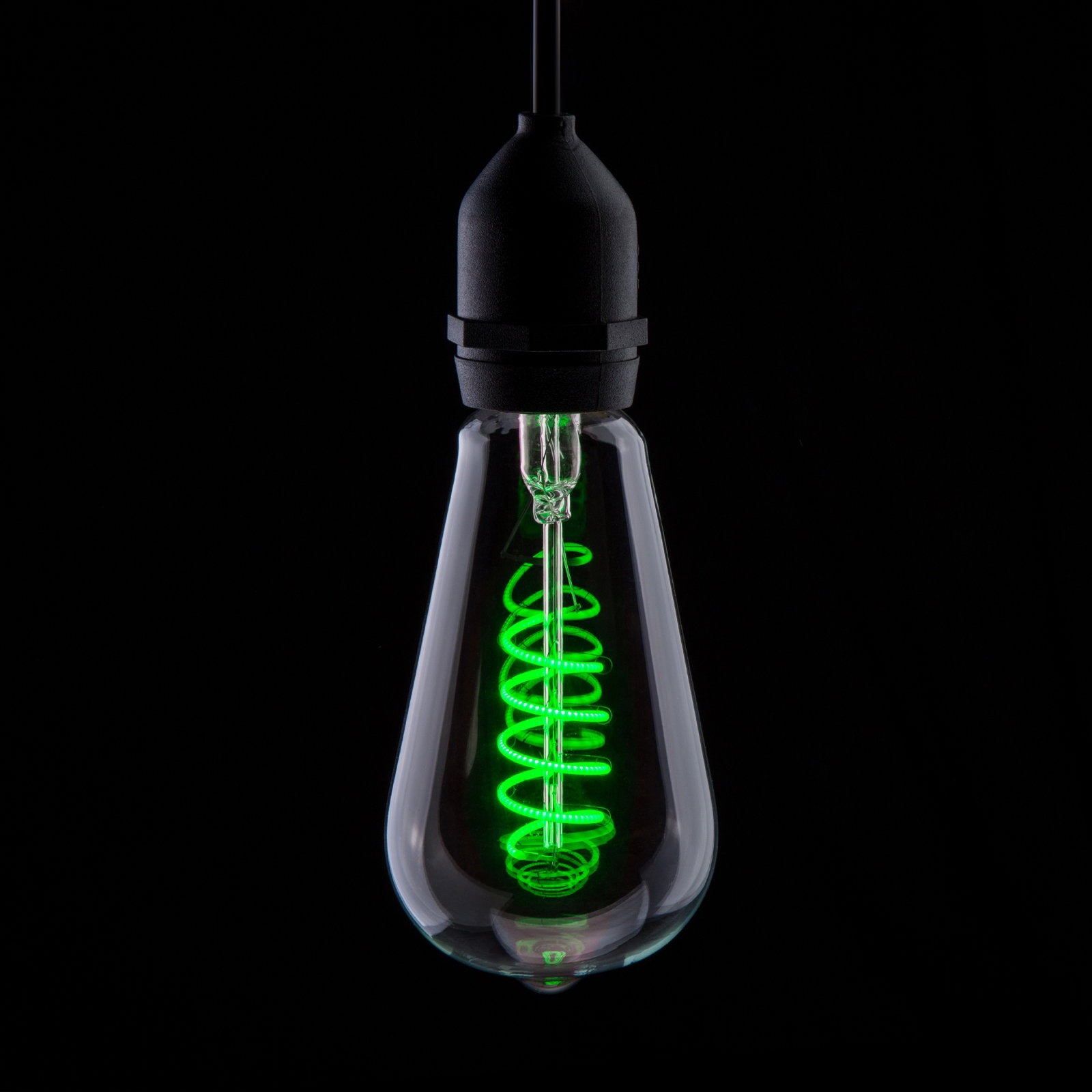 Prolite 4W Dimmable LED ST64 Spiral Funky Filament Lamp ES Green - Main View