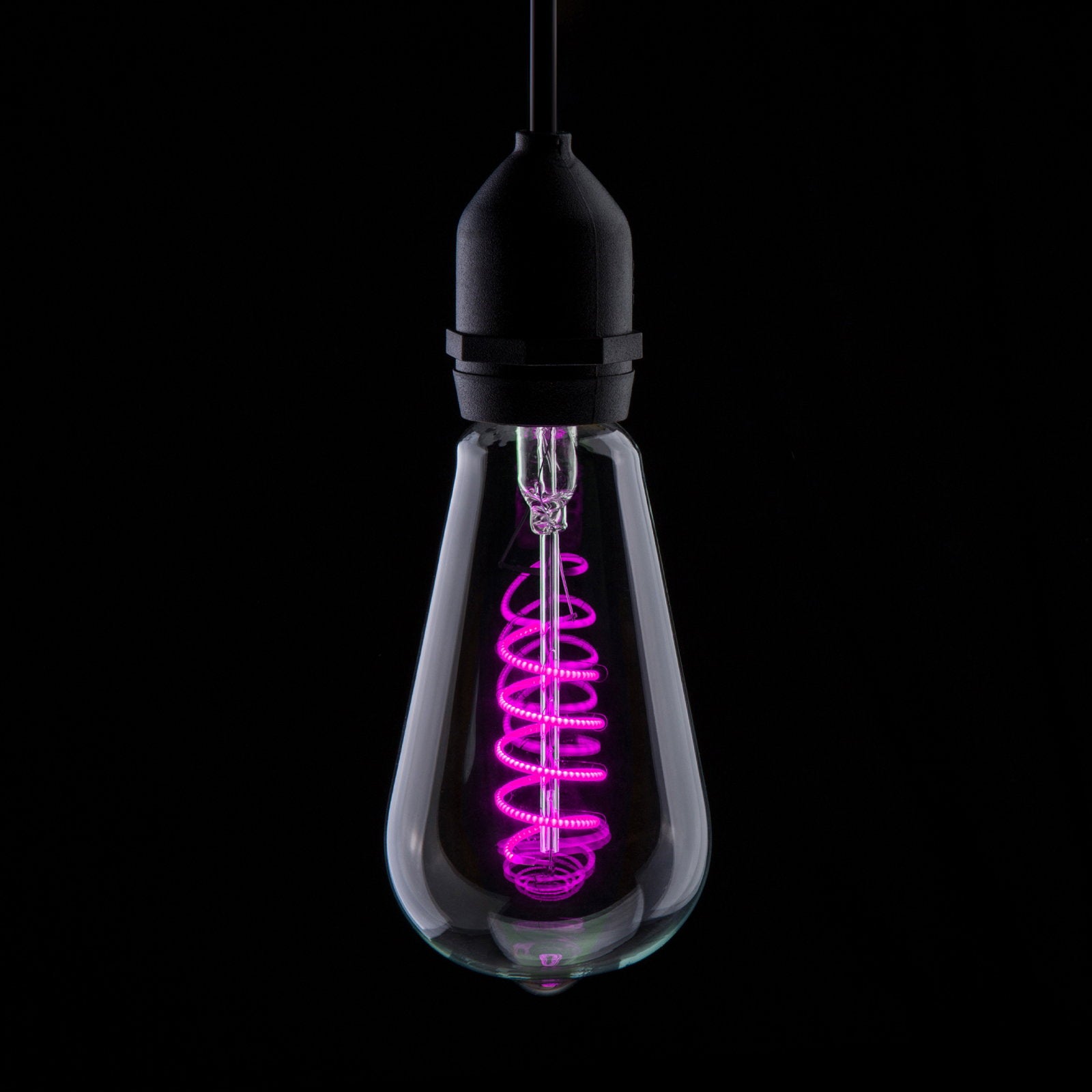 Prolite 4W Dimmable LED ST64 Spiral Funky Filament Lamp ES Pink - Back Panel and Connections