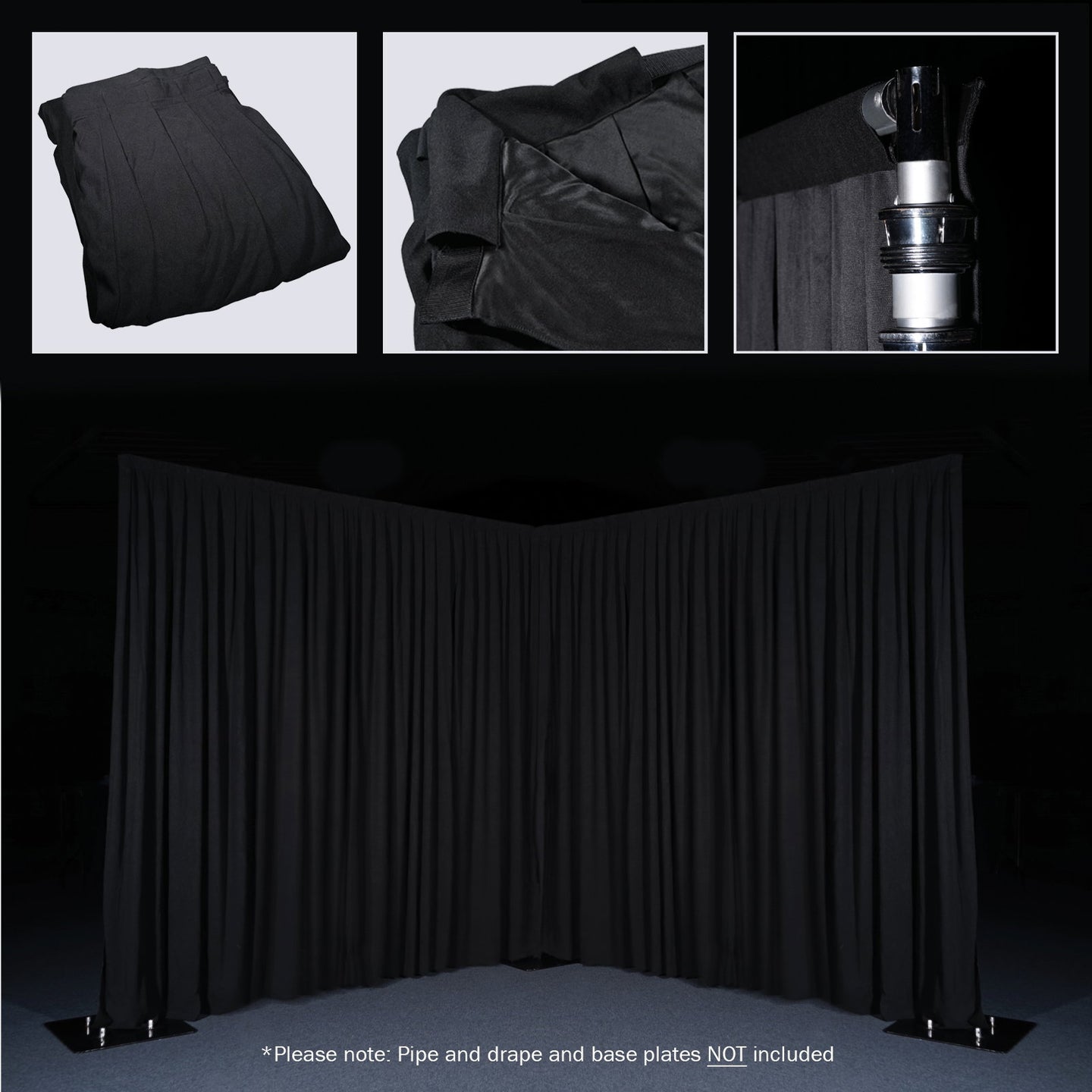 LEDJ 3 x 1.2m Black Molton Drape - Main View