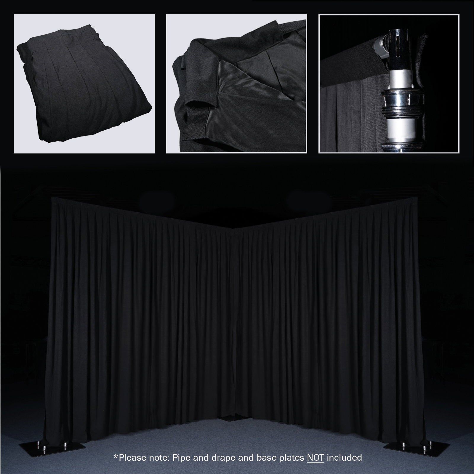 LEDJ 3 x 2.5m Black Molton Drape - Alternate View 6