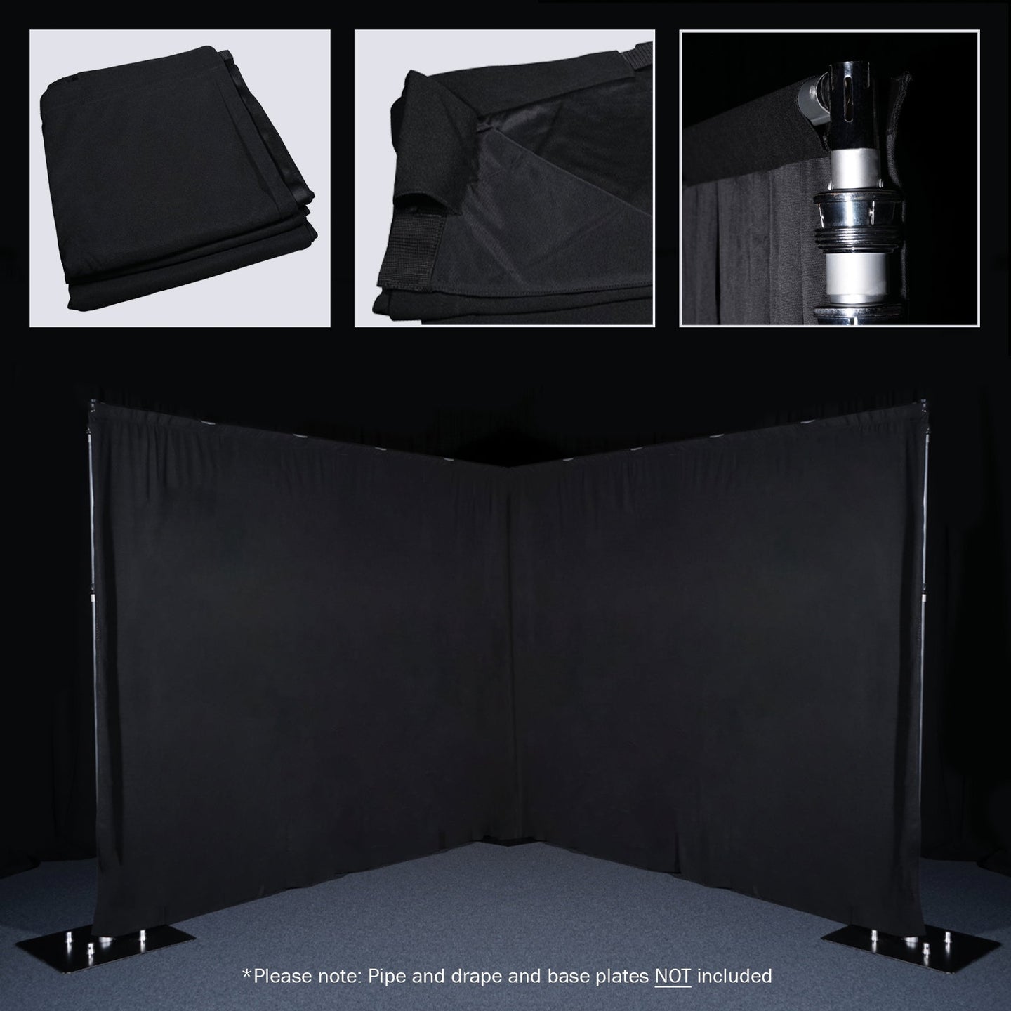 LEDJ 3 x 2.5m Black Molton Drape - Alternate View 3
