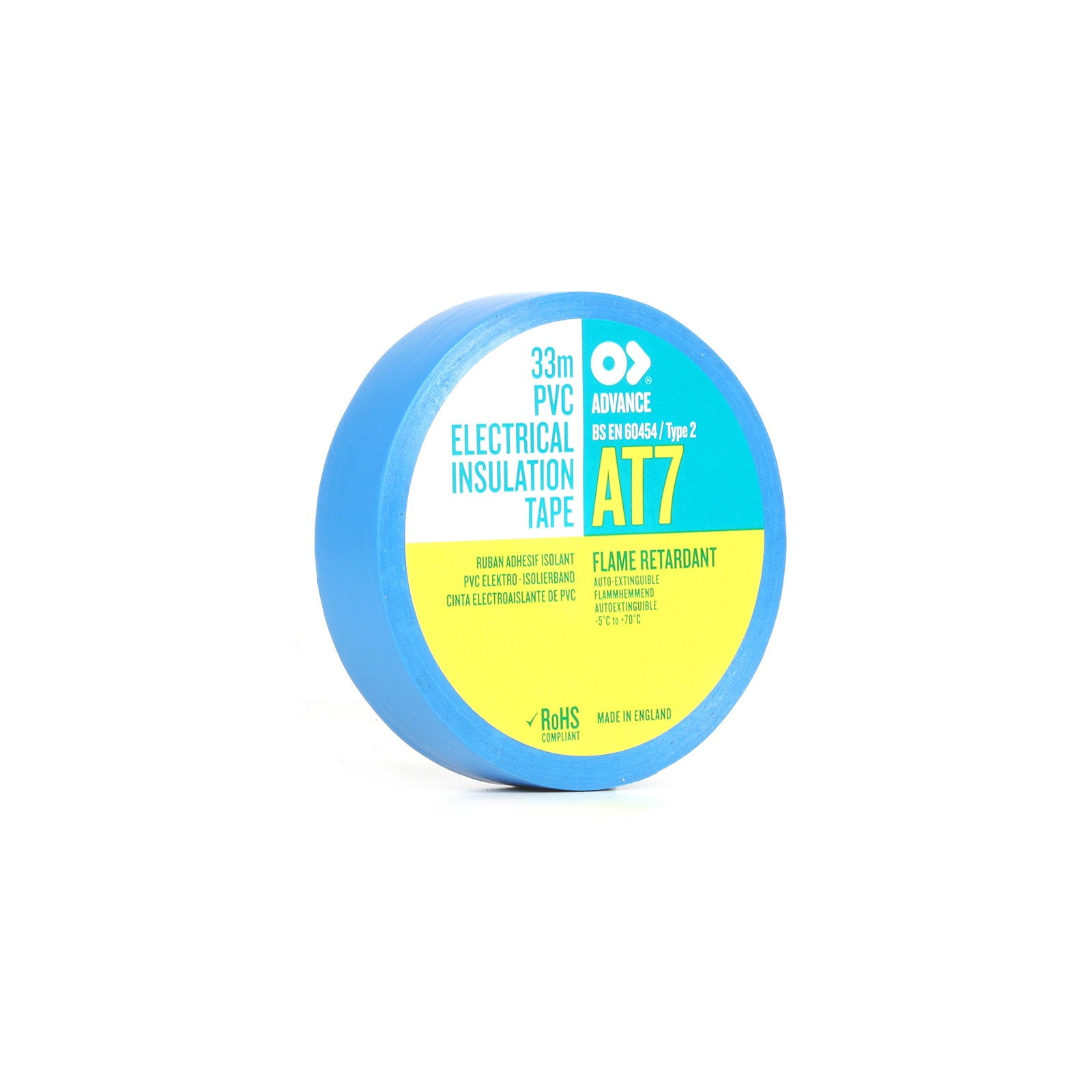 Advance Tapes PVC Electrical Insulation Tape 19mm x 33m AT7 Blue - Main View
