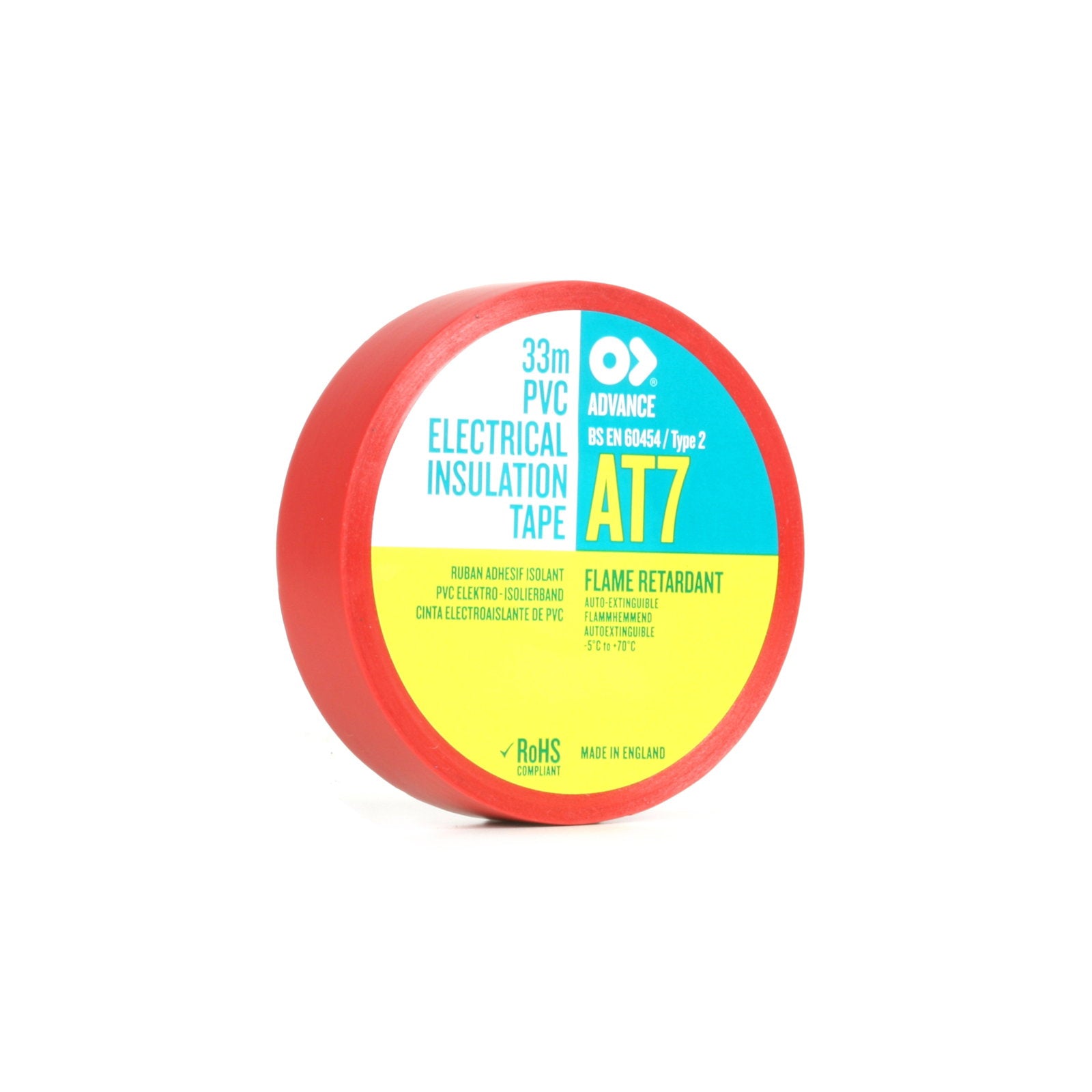 Advance Tapes PVC Electrical Insulation Tape 19mm x 33m AT7 Red - Back Panel and Connections