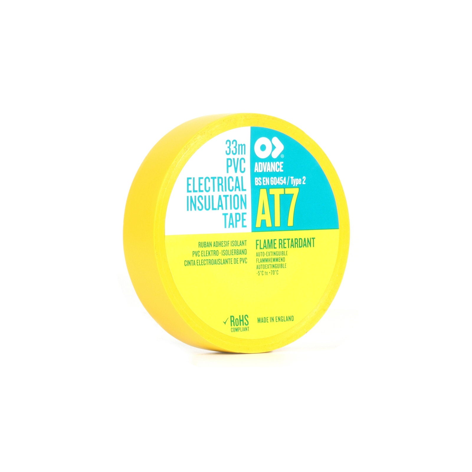 Advance Tapes PVC Electrical Insulation Tape 19mm x 33m AT7 Yellow - Alternate View 1