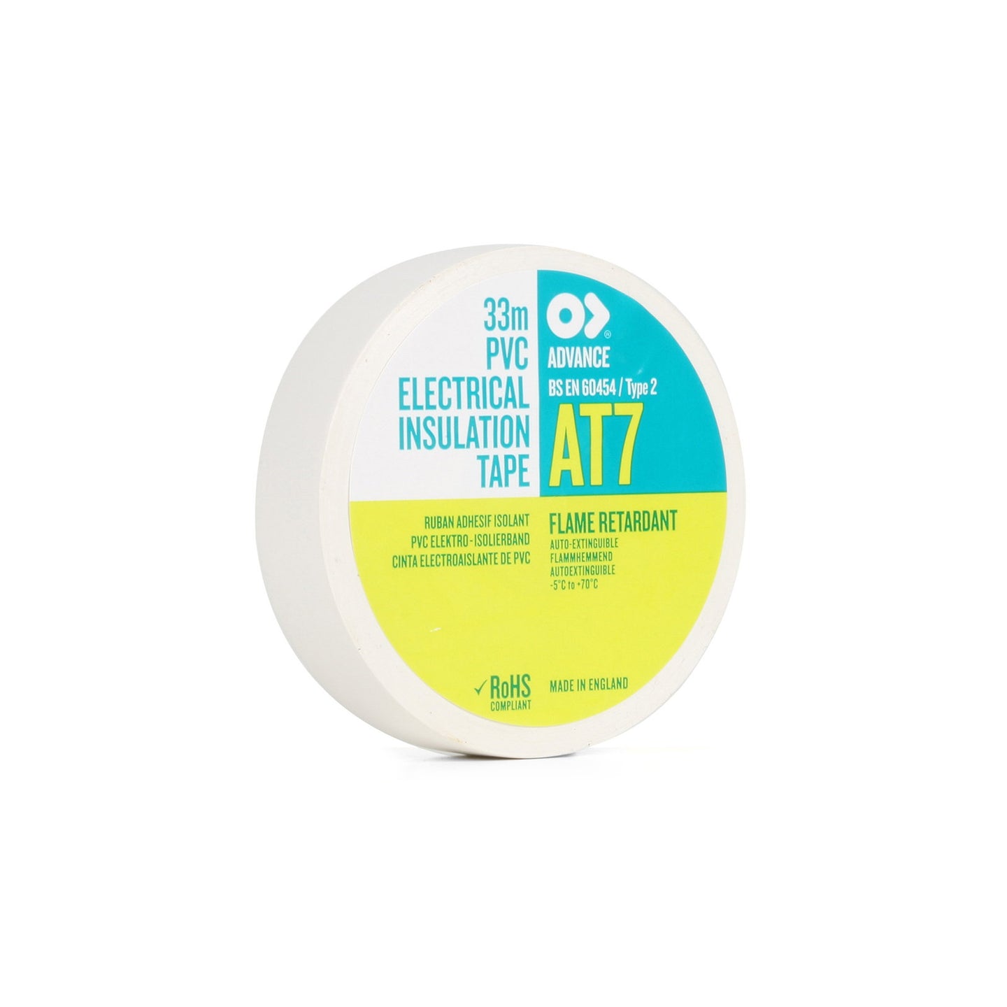 Advance Tapes PVC Electrical Insulation Tape 19mm x 33m AT7 White - Main View