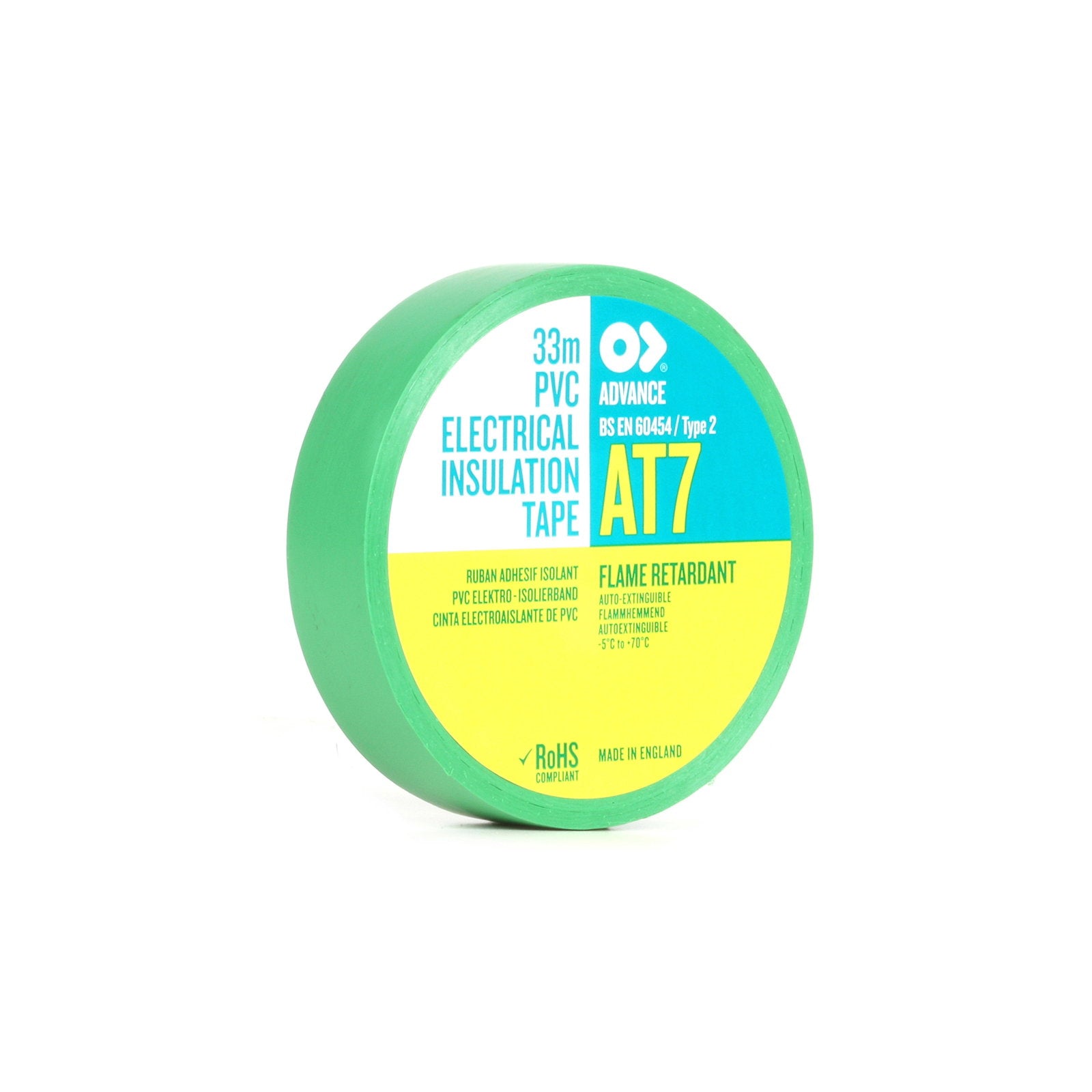 Advance Tapes PVC Electrical Insulation Tape 19mm x 33m AT7 Green - Main View