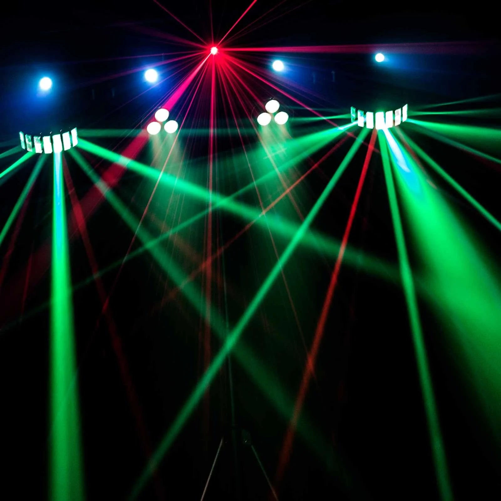 Colorful laser lights on a dark background